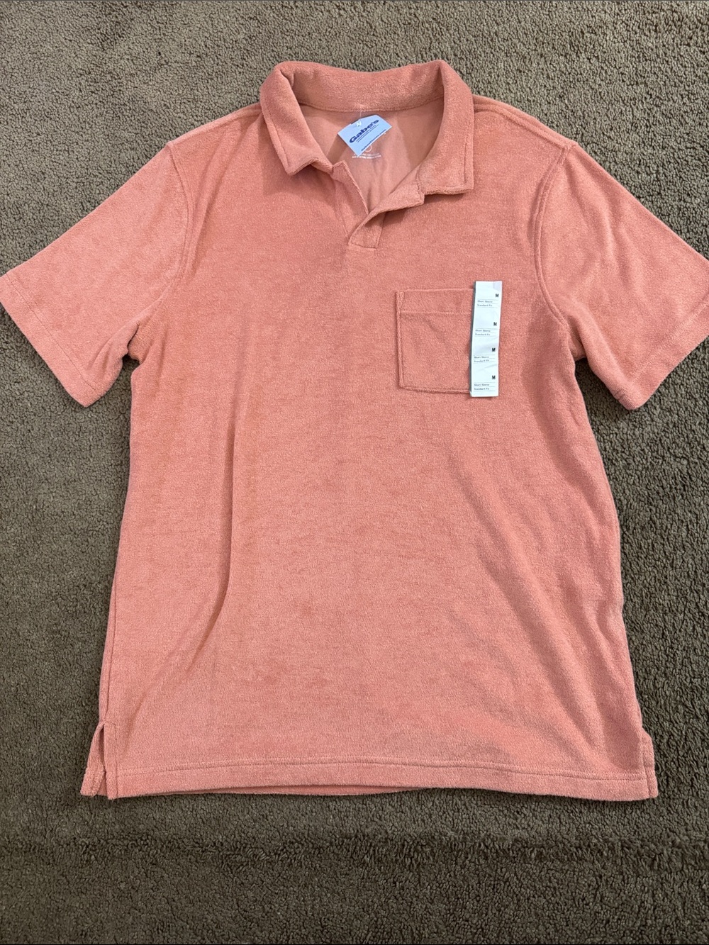 Goodfellow & Co. Mens Terry Cloth Polo Shirt - Peach- M